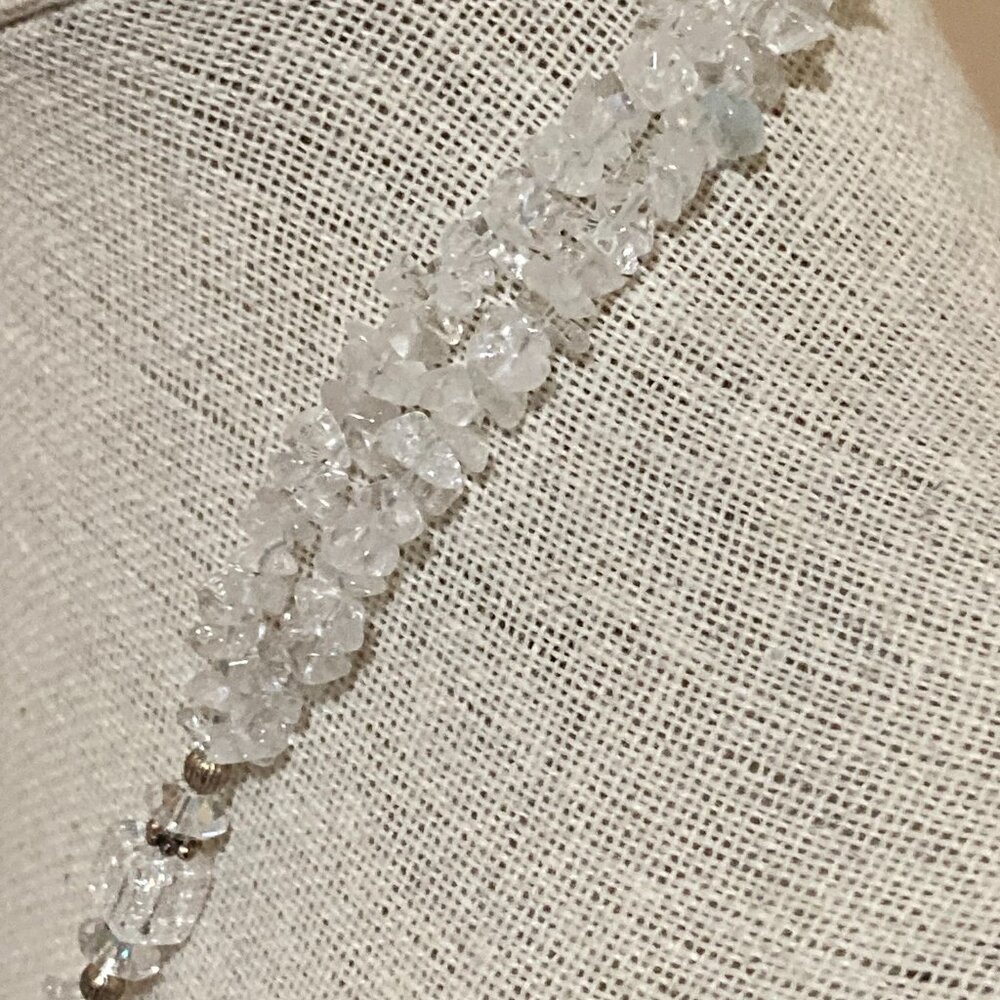 White Quartz and Crystal Necklace 18" Sterling Silver - Picture 8 of 9
